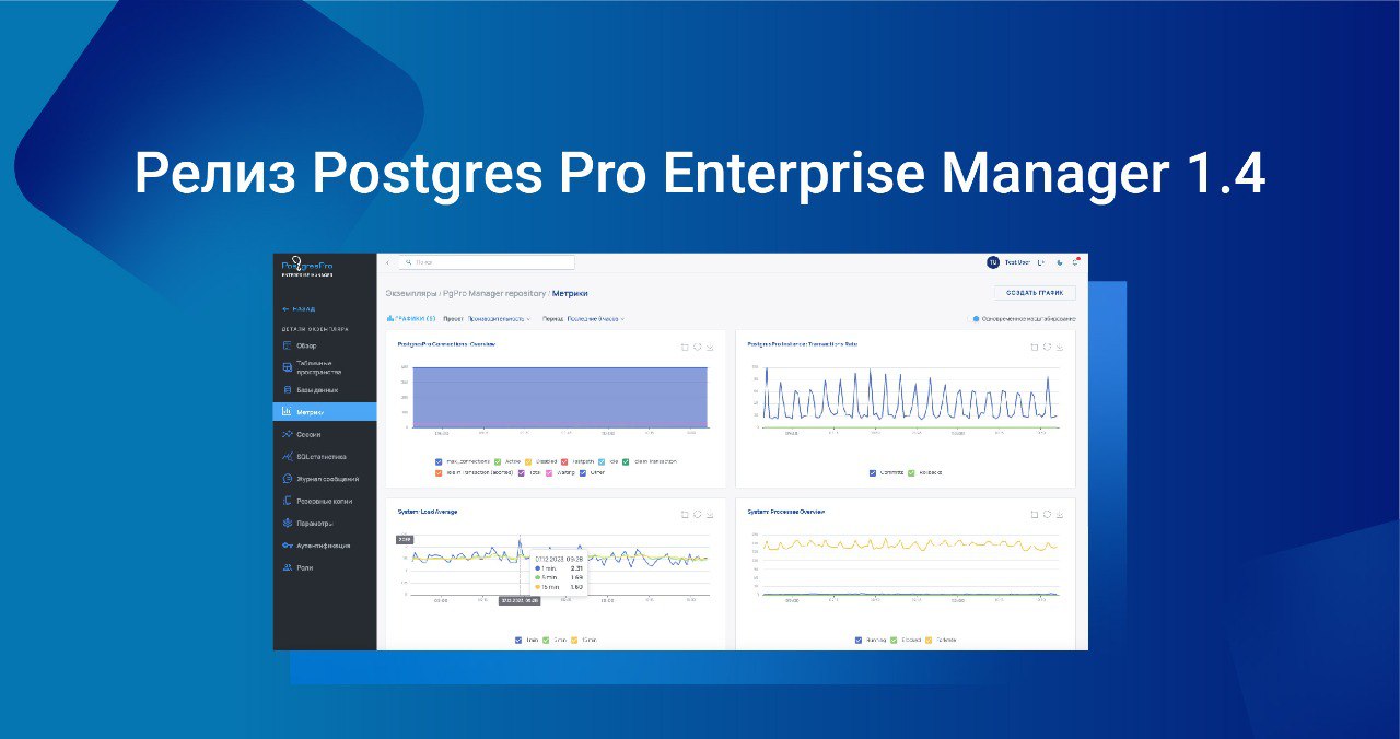 Postgres Pro Enterprise Manager 1.4: новые возможности для управления и  мониторинга СУБД Postgres Pro : Компания Postgres Professional